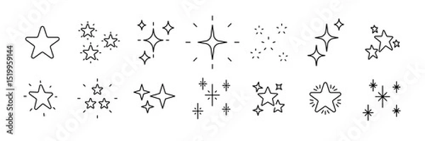 Obraz Minimalist star and sparkle icons for holiday design and decoration