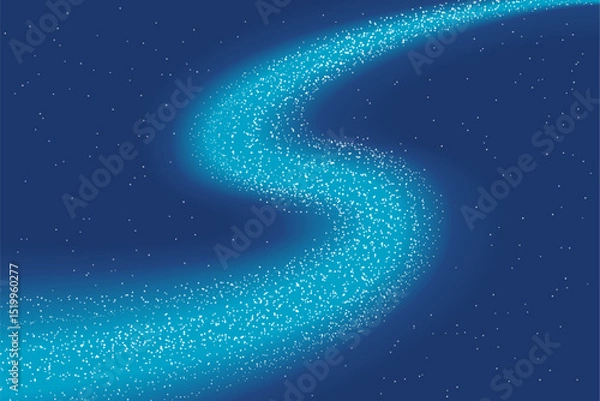 Obraz Night sky with Milky Way, little white stars on blue background. Flat style vector illustration. Abstract geometric design. Starry sky, space, cosmos, galaxy, universe backdrop, wallpaper