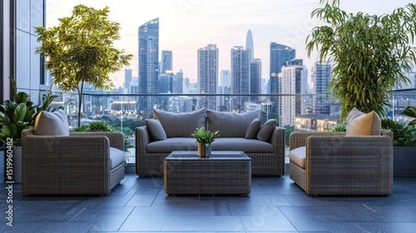 Obraz Cityscape Balcony Luxury Evening Relaxation