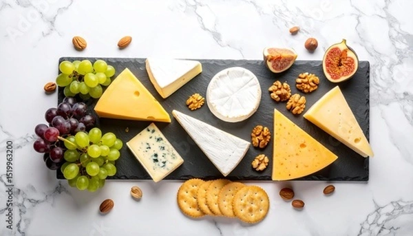 Fototapeta Assorted Cheeses with Fruits and Nuts
