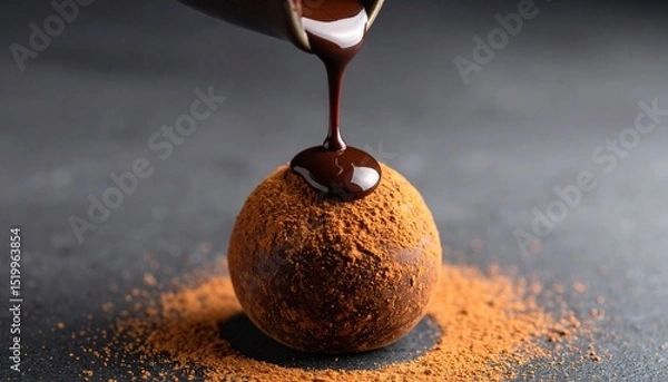 Fototapeta Chocolate Truffle with Sauce Drizzle