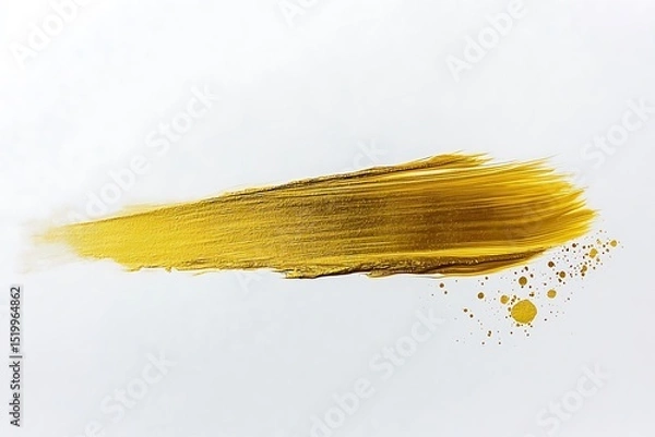 Obraz A single bold gold stroke against white, with a delicate gold blot smear trailing behind it, creating a clean and minimalist effect.