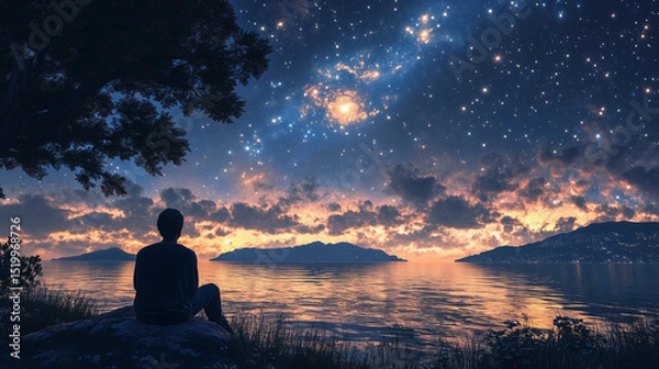 Obraz man under the sunset