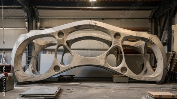 Obraz 3D-Printed Concrete Architectural Masterpiece in Industrial Setting