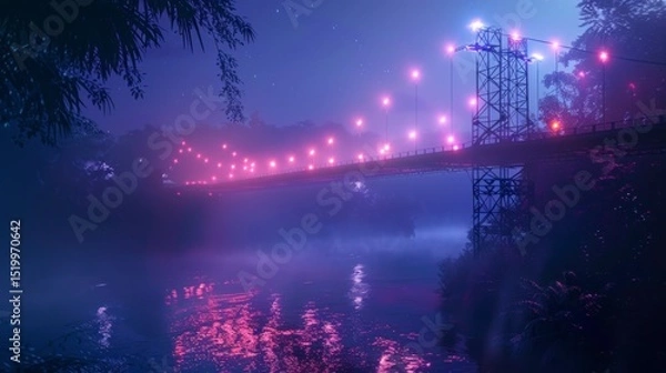 Obraz Nightfall Bridge, Serene Nightscape