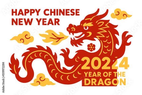 Fototapeta Wishing you a joyful Chinese New Year 2024 as we celebrate the year of the dragon in the Chinese zodiac