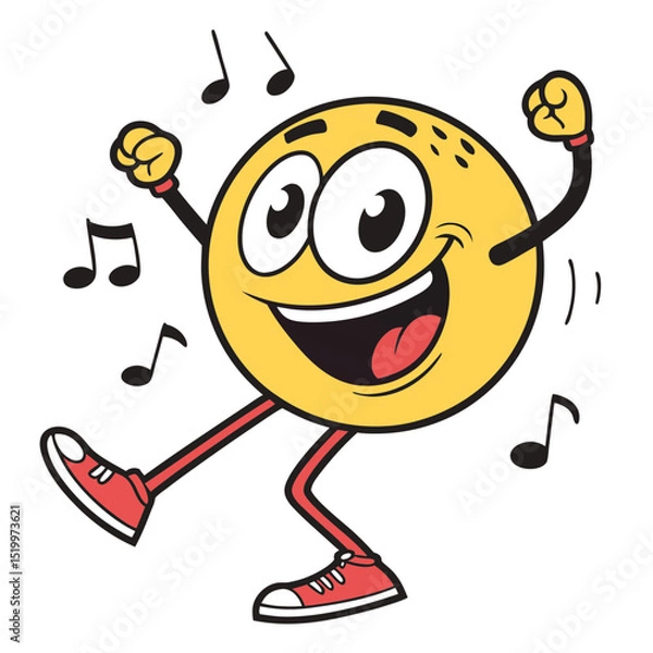 Fototapeta Smiling dancing emoji vector
