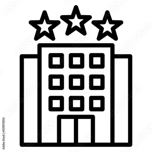 Obraz 3 star hotel icon Simple thin line stroke