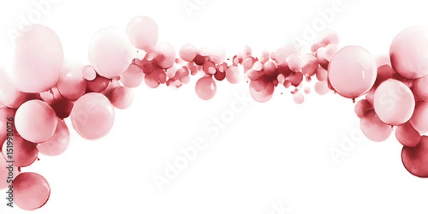 Obraz Abstract Pink and White Bubbles Floating on White Background