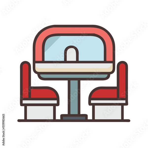Fototapeta Retro Diner Booth Table and Two Chairs Vintage Restaurant Seating Classic American Style