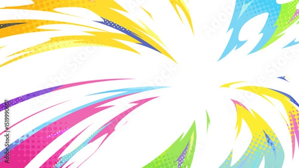 Fototapeta カラフルでポップな衝撃波のエフェクトの背景イラスト_16:9