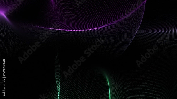 Fototapeta Abstract glowing Line Particles Wave dark Background . Abstract pattern futuristic hi-tech Particles Background