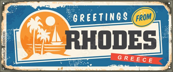 Obraz Rhodes souvenir sign vector illustration. Vacation and travel.