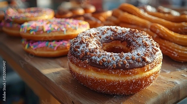 Fototapeta Colorful carnival inspired pastries and sweets on display