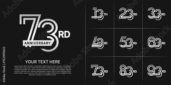 Fototapeta Anniversary logo type set with double line number. white color with ribbon for celebration event
