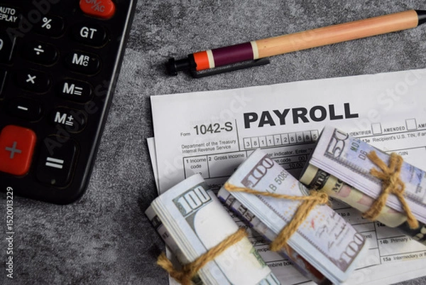 Obraz text of Payroll businessman working financial accounting concept