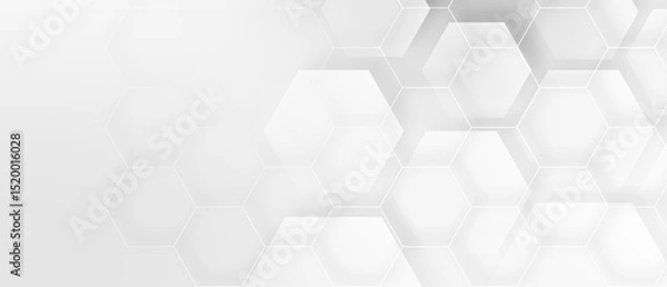 Fototapeta White hexagon concept design abstract technology background