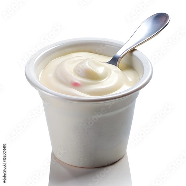 Fototapeta Yogurt Cup with Spoon Isolated on Transparent Background