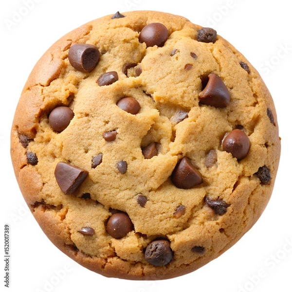 Fototapeta Cookie with Chocolate Chips Isolated on Transparent Background