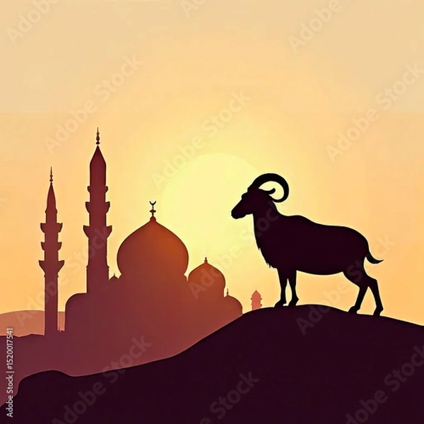 Fototapeta Eid Mubarak and Eid al-Adha celebration with space for text.