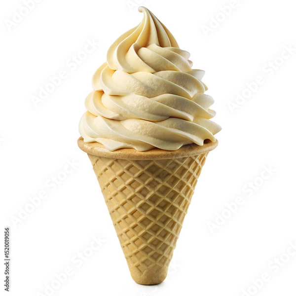 Fototapeta Ice Cream Cone Vanilla Scoop Isolated on Transparent Background