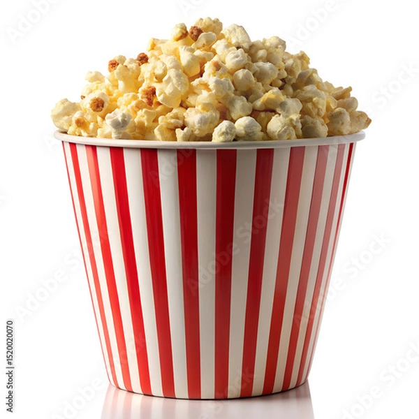 Fototapeta Popcorn in Striped Bucket Isolated on Transparent Background
