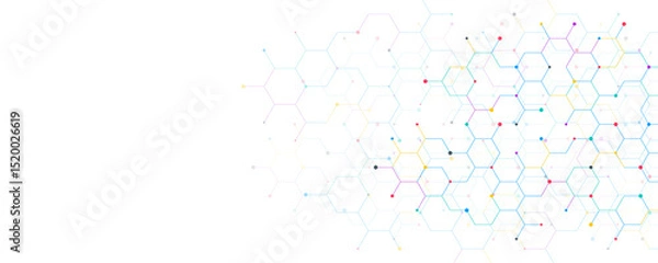 Fototapeta Genetic engineering and molecular structure, hexagon DNA network, science chemical and biotechnology concept, innovation technology, healthcare, and medicine design