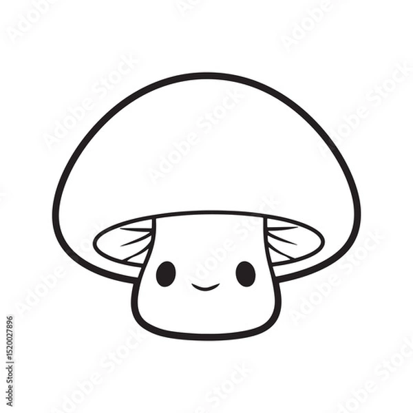 Obraz Mushroom Line Art Vector, Black and White Mushroom Illustrations.