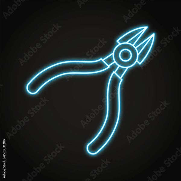 Obraz Side cutters neon line icon