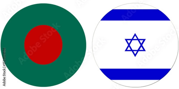 Obraz Bangladesh Official flag with Israel national flag, both countries flags are in Round shape and isolated on white background
Circular colorful design Flag with together.
Israelis