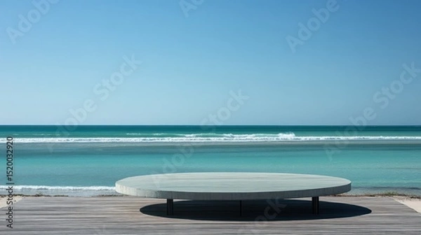 Fototapeta Coastal table overlooking turquoise ocean
