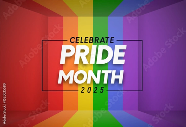 Fototapeta 2025 Celebrate lgbt pride month with colorful rainbow pride background for banner, text, greeting card, poster, web banner, social media. Vector illustration lgbt pride month banner background design.