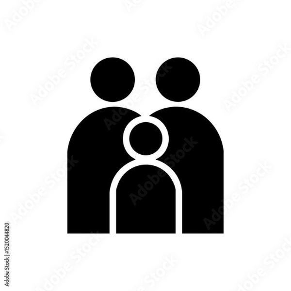 Obraz Minimal vector icon of a family consisting of two parents and a child, symbolizing love, care, and connection.

