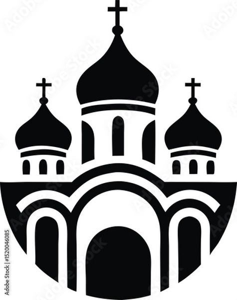 Fototapeta Silhouette design of a majestic orthodox cathedral with distinct onion domes