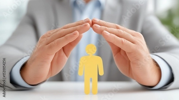 Obraz Protecting With Comprehensive Insurance Plans Hands Shield A Person Representing Safety And Security