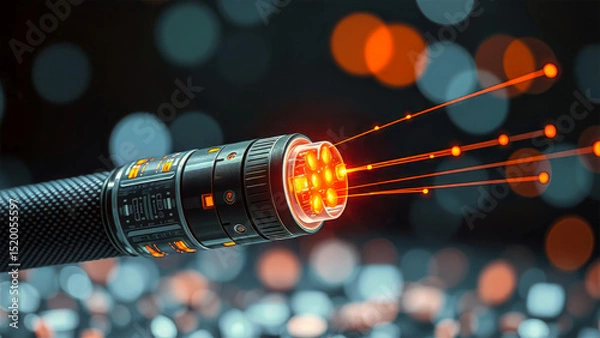 Obraz Glowing Fiber Optic Cable Transmitting Data