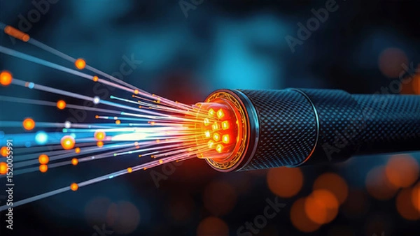 Obraz Glowing Fiber Optic Cable Transmitting Data