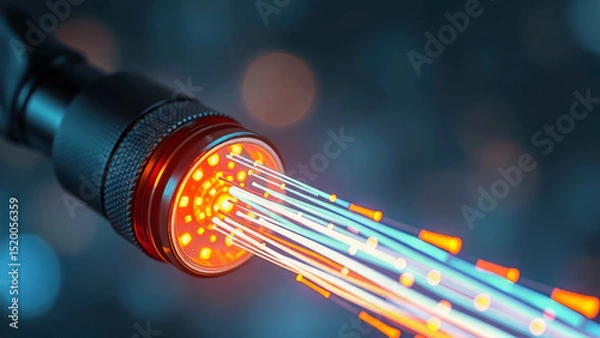 Obraz Glowing Fiber Optic Cable Transmitting Data