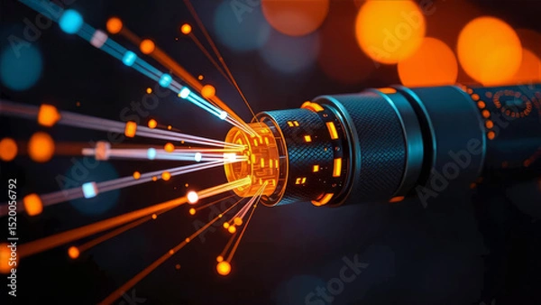 Obraz Glowing Fiber Optic Cable Transmitting Data