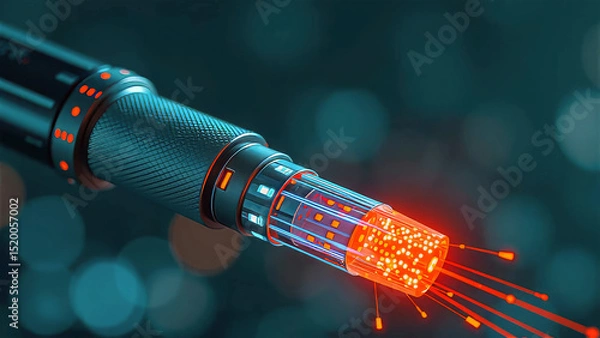 Obraz Glowing Fiber Optic Cable Transmitting Data
