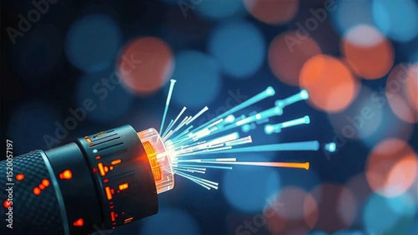 Obraz Glowing Fiber Optic Cable Transmitting Data