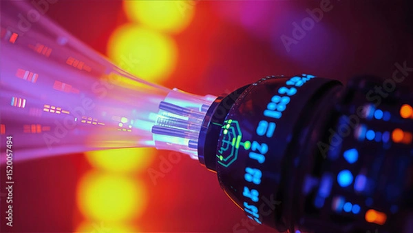 Obraz Glowing Fiber Optic Cable Transmitting Data