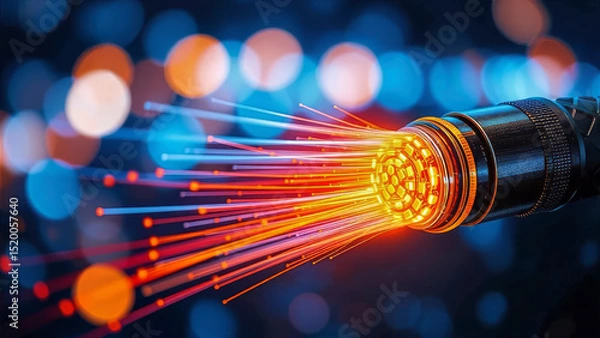 Obraz Glowing Fiber Optic Cable Transmitting Data