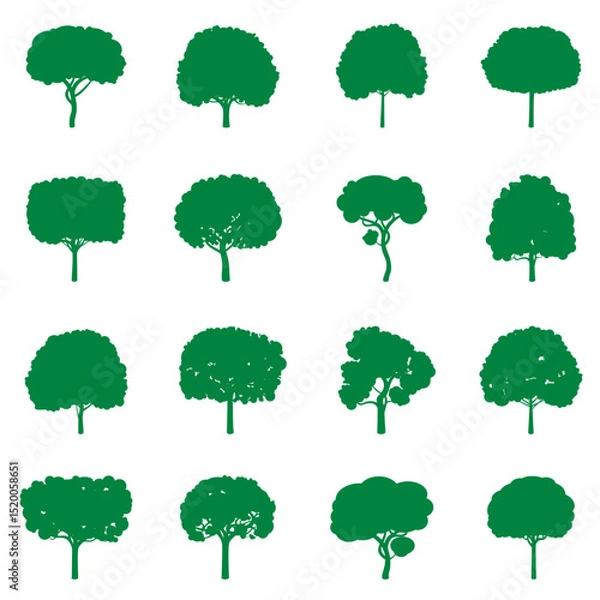 Fototapeta Set of Green Trees. EPS Illustration.