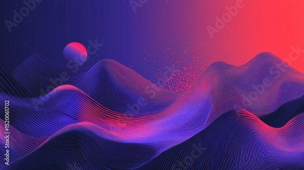 Fototapeta Waves and moon in abstract