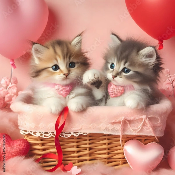 Obraz beautiful kittens in a bucket