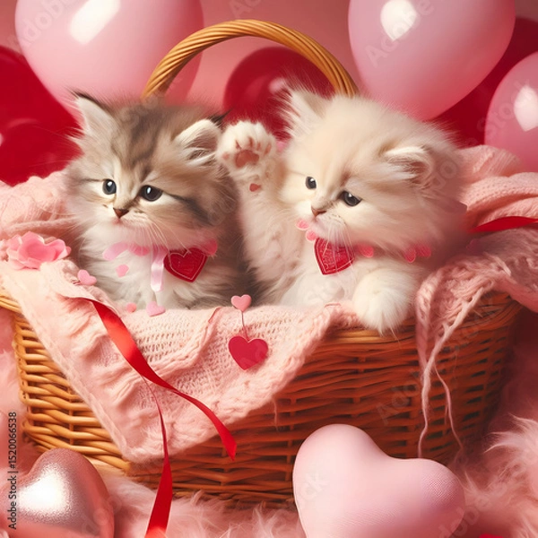 Obraz beautiful kittens in a bucket