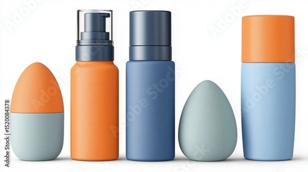 Obraz  Cosmetic Products Display Vibrant Color Choice Beautiful Skin Care Items Present Calm Aesthetic