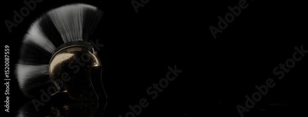 Fototapeta Ancient Illyrian helmet in low key light. 3D Rendering