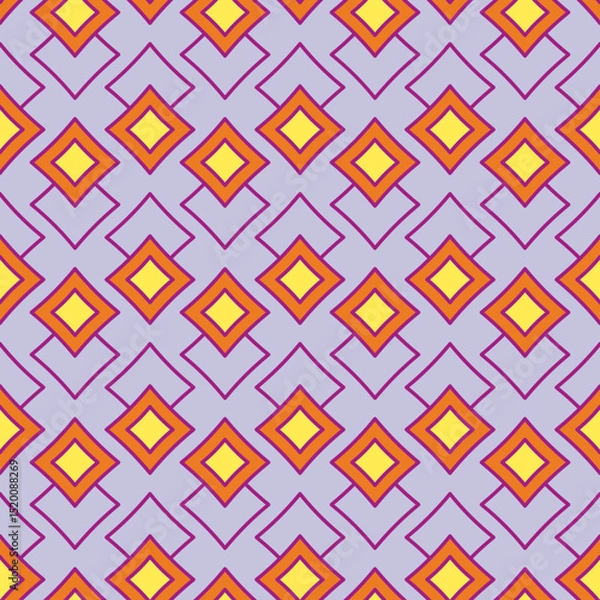Fototapeta Seamless Abstract Geometric Rhombus Pattern in Purple Yellow Orange